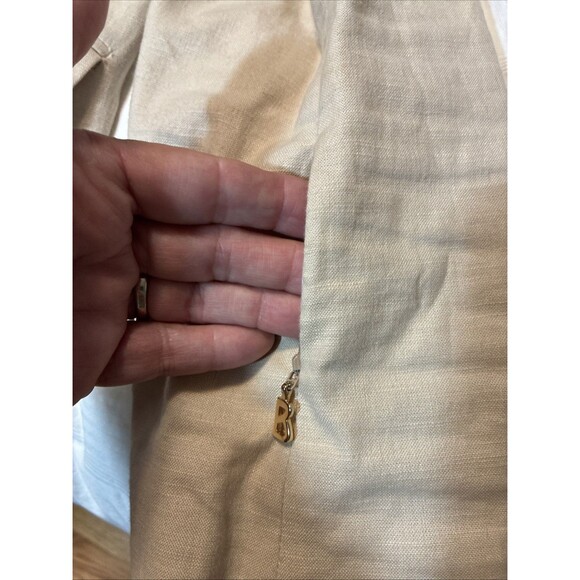 Bogner Women's Tan Blazer Jacket Size 12 Cotton Linen Blend Lined - Picture 3 of 12